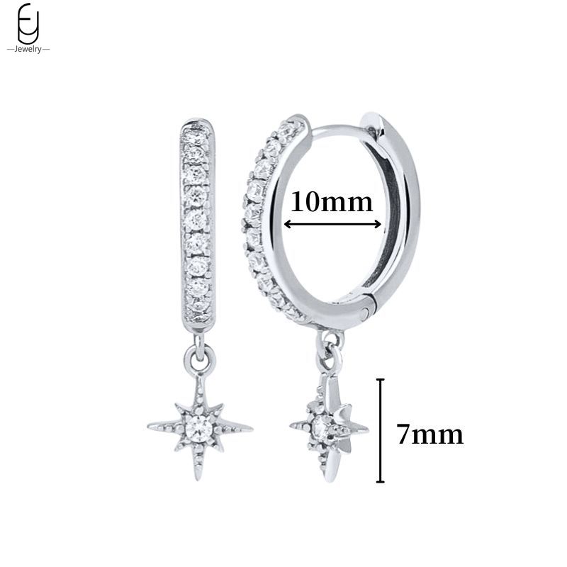 925 Silver Ear Buckles Fashion Hoop Earrings White Crystal Luxury Women's Earrings Wedding Women's Jewelry Premium Gift