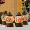 Christmas Luminous Rotating Windmill, Water-filled Snowfall, Flat Round Wind Lantern, Music Box, Christmas Desktop Decoration Gift