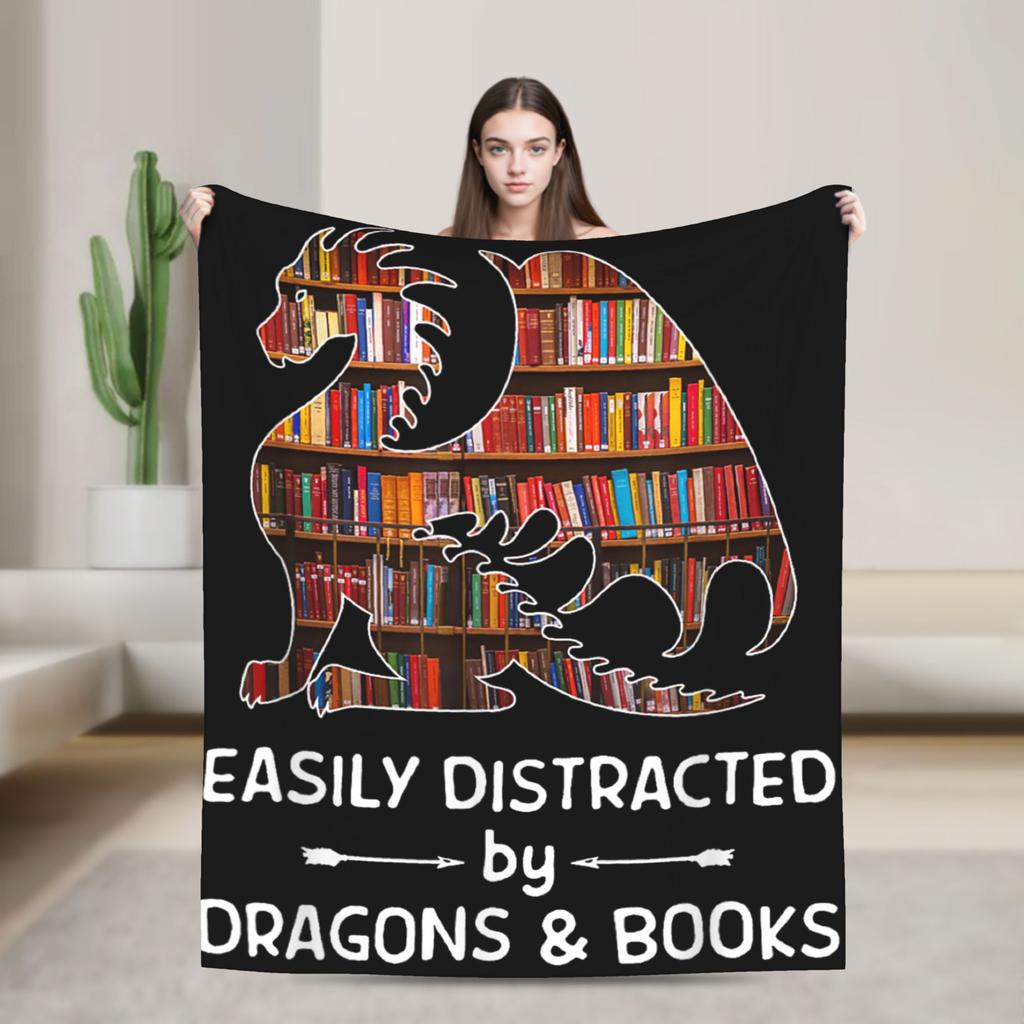 Coperta Morbida e Calda Ali di Fuoco Coperta da Divano Facilmente Distratto da Draghi e Appassionati di Libri Copridivano in Flanella per Divano Letto