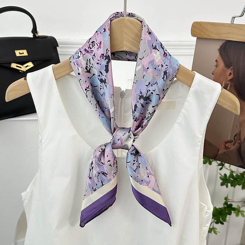 Silk Scarf Neck 70 Square Scarf New Printing Small Fresh Versatile Streamer Neck Protector Scarf Shawl