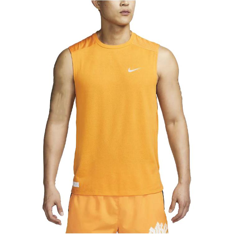 Nike Solid Color Logo Round Neck Running Training Sleeveless Tank Top Men Tops Orange DX0852-836