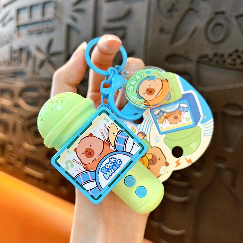 

Cartoon Mini Capybara Multi Functional Recording Microphone Keychain Backpack Pendant Originality Bag Pendant Children Toys