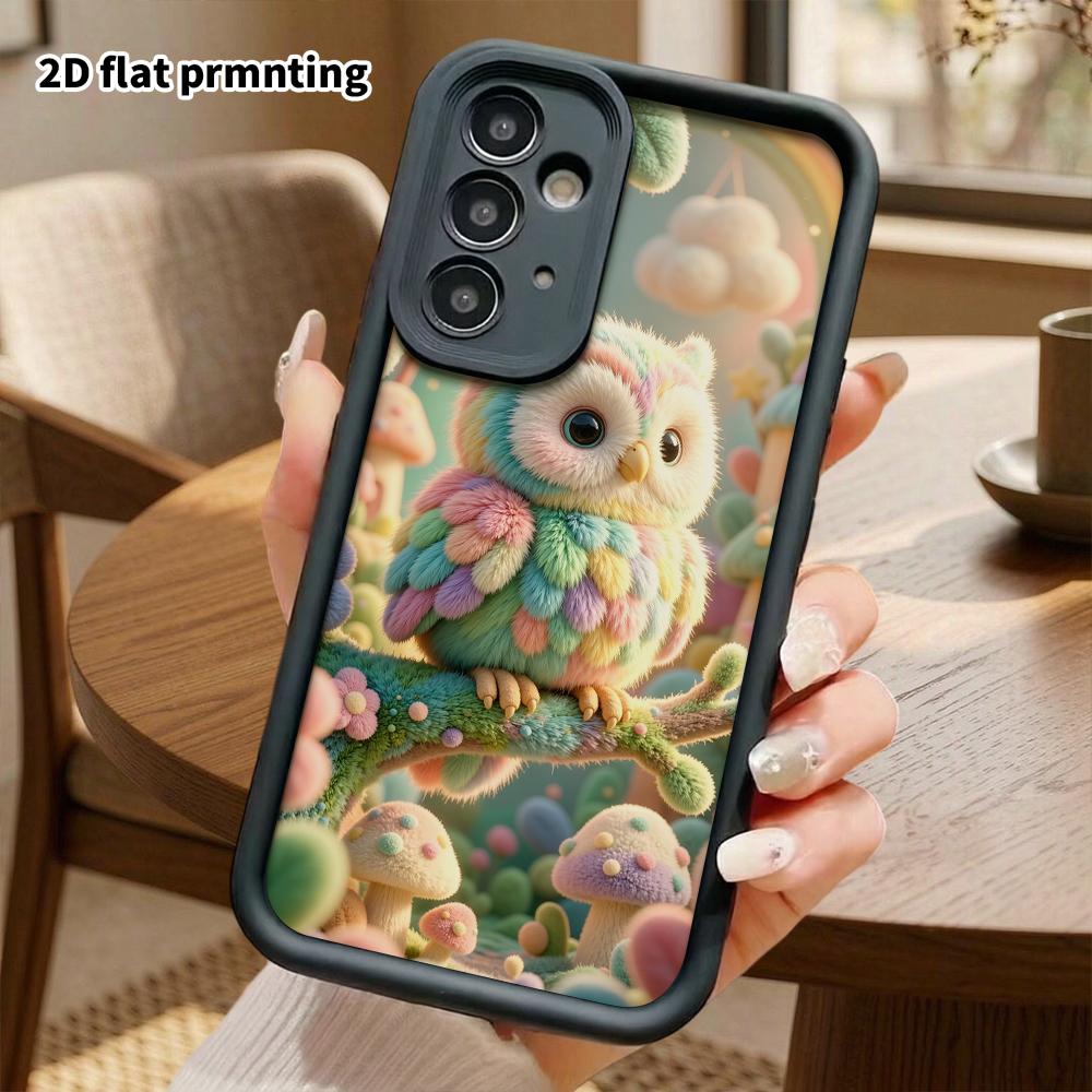 Phone Case: 2D flat, suitable for Samsung Galaxy A34 A35 M05 M06 S20 S22 S21 FE Plus 5G protective case, plush owl, perfect Christmas and Halloween ho