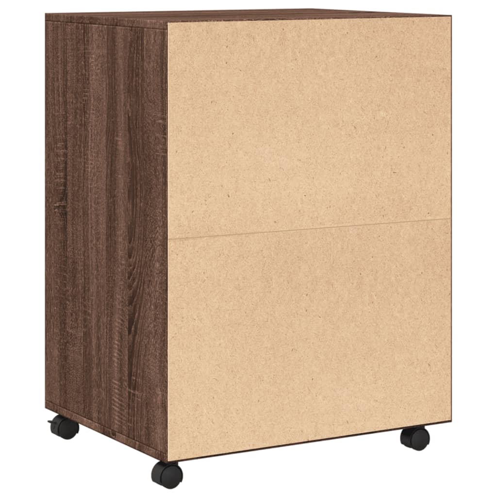 Rolling Cabinet Brown Oak Look 60x48x81 cm Engineered Wood