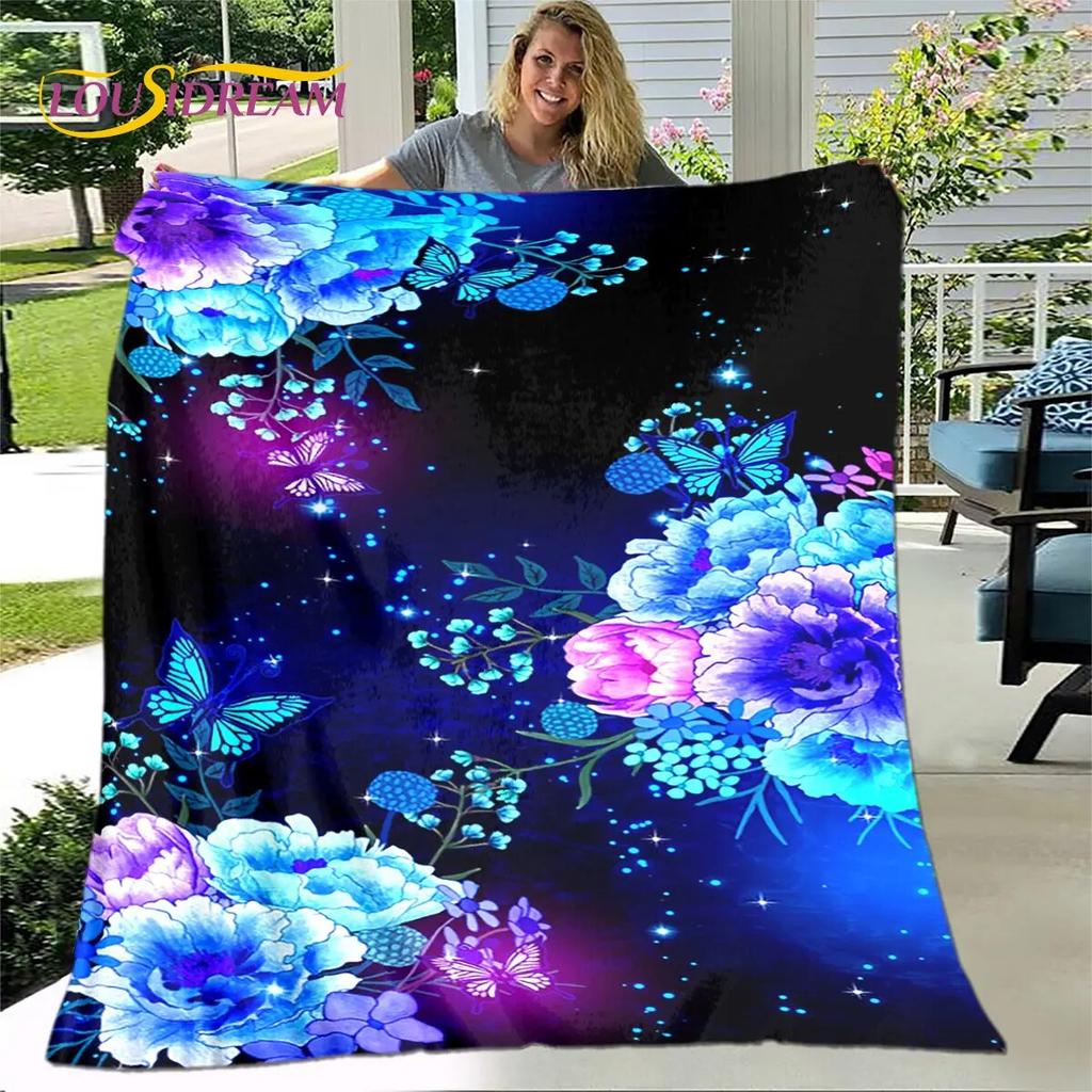 Newest 3D Rose Flower Sunflower Blanket,Flannel Blanket Throw Blanket,Sherpa Warm Blanket for Living Room Bedroom Beds Sofa Gift