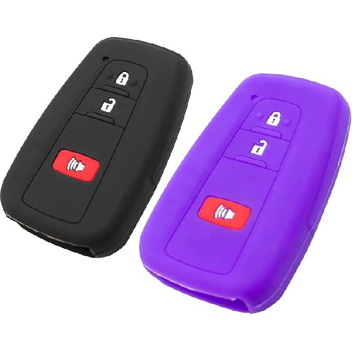 Silicone Key Fob Cover Fit For Toyota 4Runner C-HR Corolla RAV4 Highlander Prius Prime C V AWD-E Smart 3 Buttons Key Fob | Car Accessories | Remote