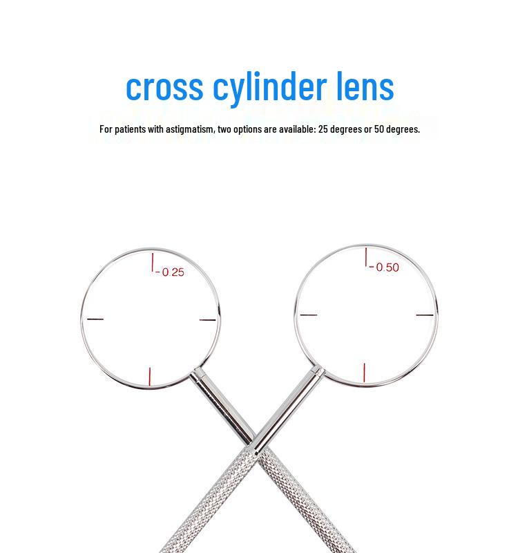 Phoropter Cross Cylinder Lens with Metal Handle for Optometry, Available in 25° or 50°