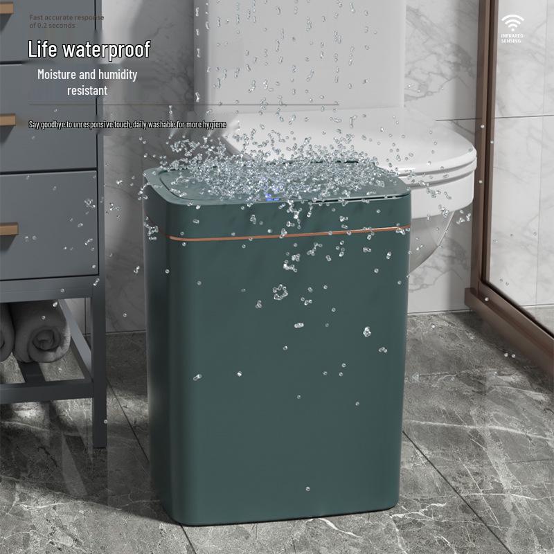 Induction Bathroom & Kitchen Trash Can with Lid - Compact Design