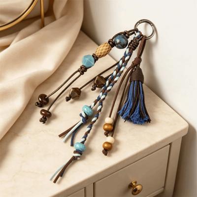 Tassel Tassel Handwoven Rope Keychain Beaded Handwoven Rope Lanyard Bag Hanging Decor  Car Keychain