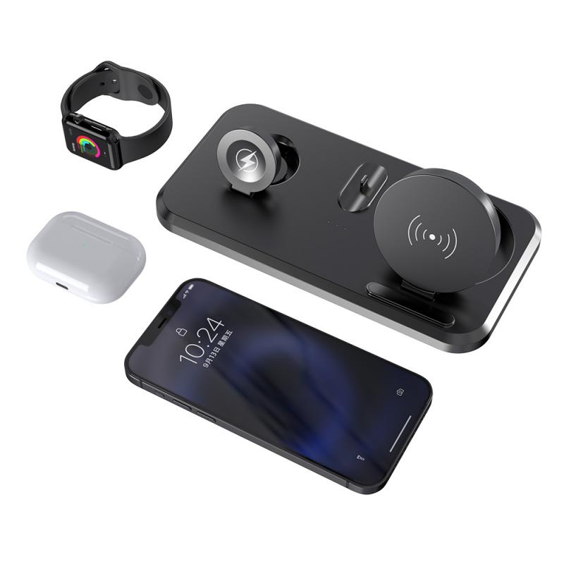 

UV-06 3-in-1 15W Wireless Charger Foldable Qi Fast Charging Stand Dock for iPhone Samsung iWatch AirPods