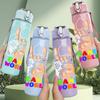 1PC Bunny Hand Game World Color 750ml Color Plastic Sports Water Bottle Leakproof Flip Straw Lid Suitable for Sports Office Home Use