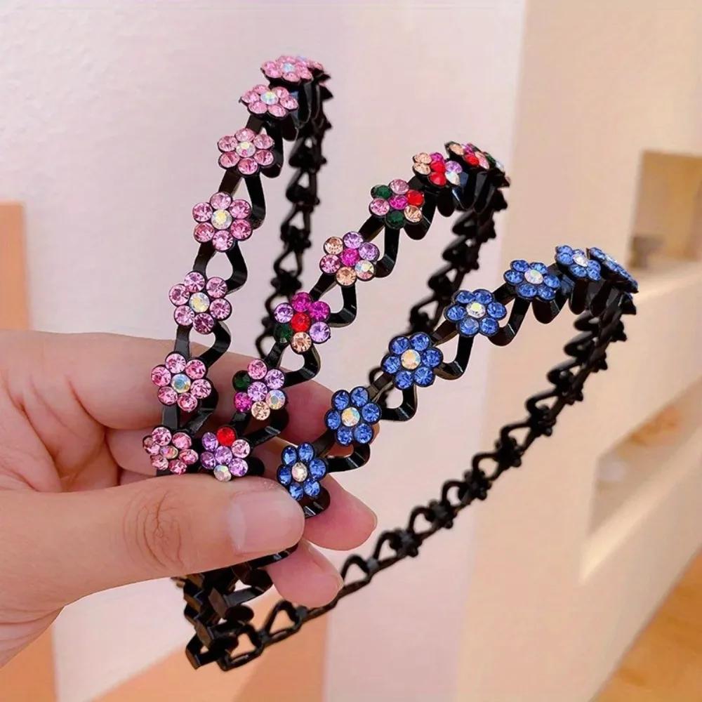 Non-slip Rhinestone Headbands Solid Wave Hairbands for Women Girls Bezel Hair Hoop Ladies Boutique Hair Accessories