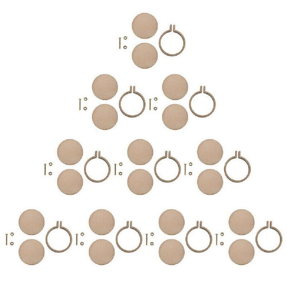 Kali 10x Mini Embroidery Hoops Ring Wooden Hand Crafts Cross Stitch Frame Tools