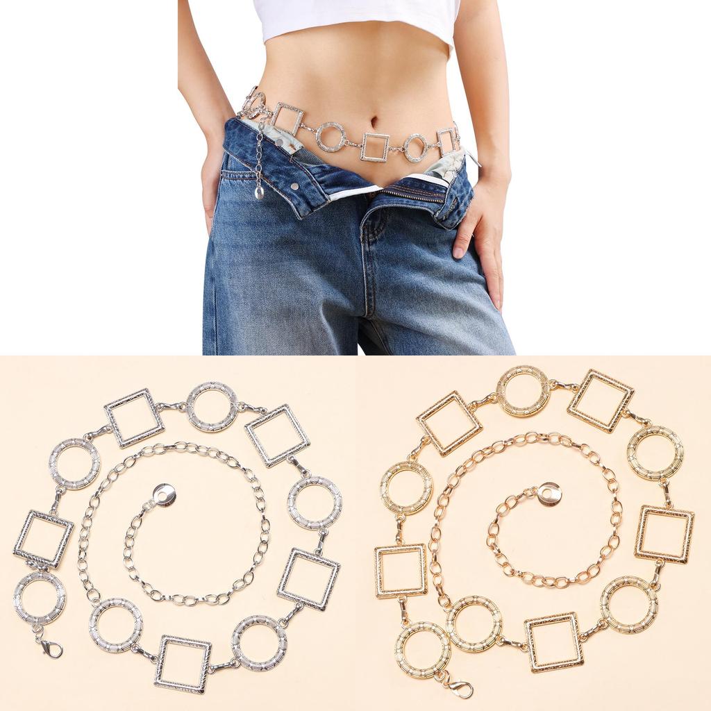 Modern Metallic Waist Chain With Geometric Patches For Women Summer Fashion Accessories