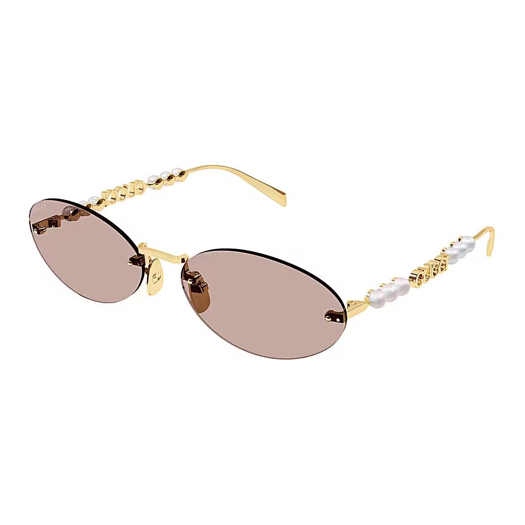

GUCCI Temple Logo Design Metallic Oval Sunglasses Women s Gold 62 золотой