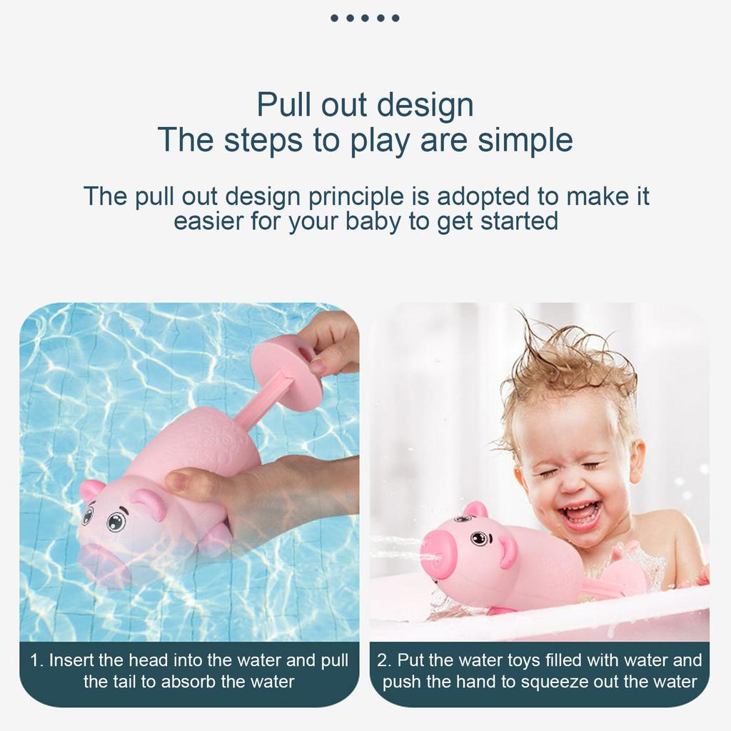 Children Water Fighting Toys Interactive Fun Cute Animal Pulling Type Summer Water Shooting Toys for Boys Girls Pink Piggy