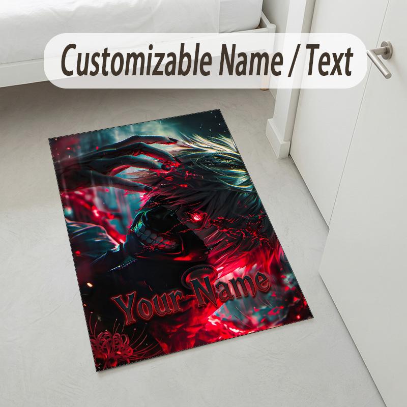 Personalized Crystal Velvet Carpet,Tokyo Ghoul Custom Printed Name, Plush Area Rug For Home Indoor Decor