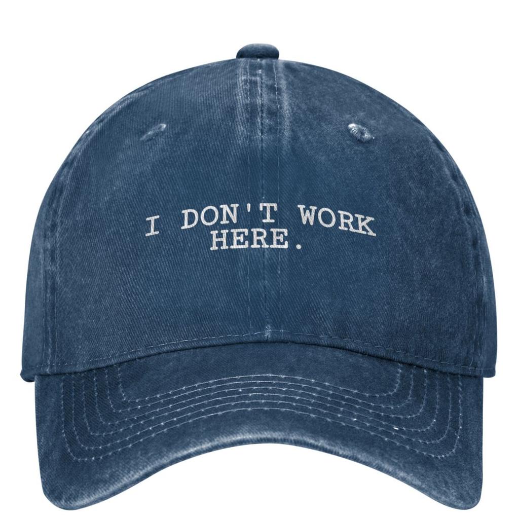 I DONT WORK HERE Washed Baseball Cap Funny Vintage Hip Hop Hats Summer Men Adult Kpop Rock Sunscreen Snapback Cap