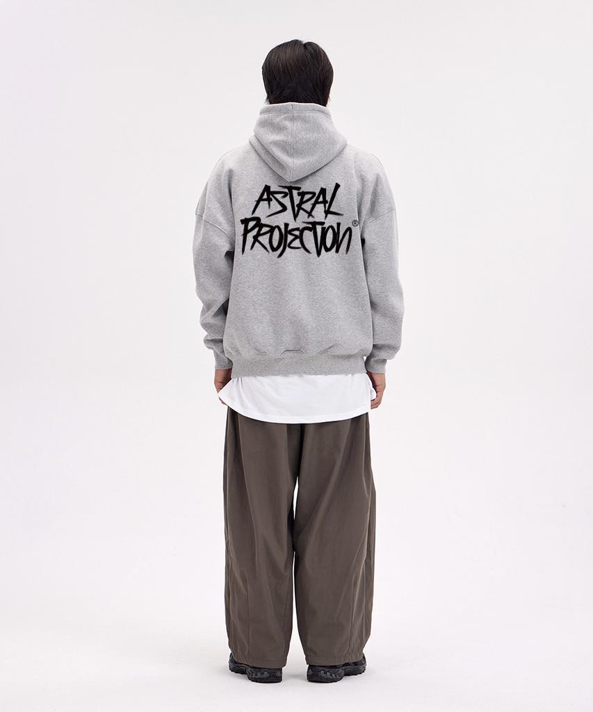 Graffiti Lettering Oversized Wide Shoulder Hoodie_Melange