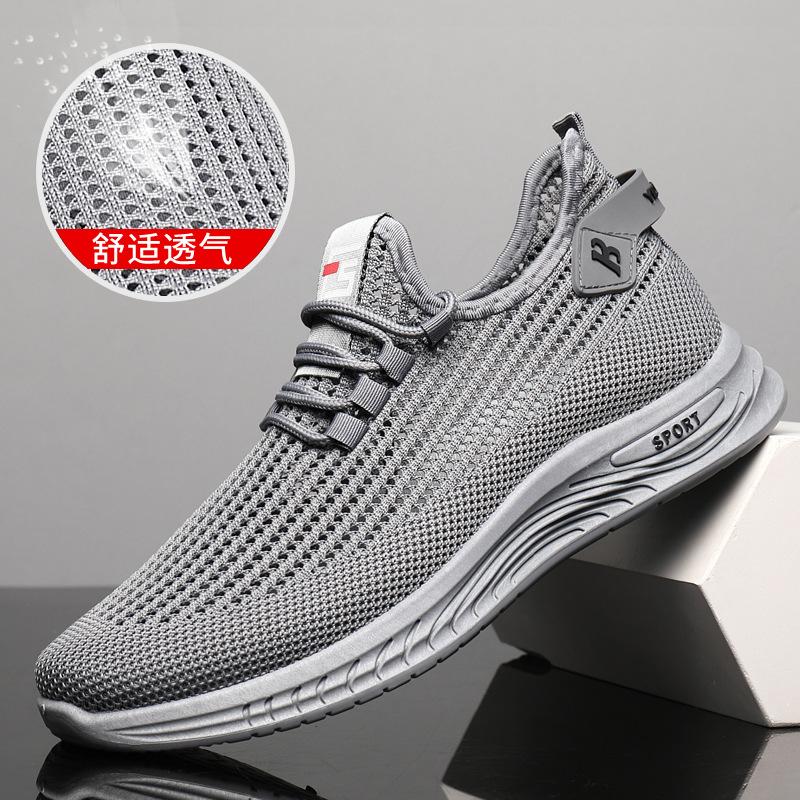 Summer new shoes men's flying woven hollow mesh casual shoes breathable low-top soft-soled shoes wading shoes
