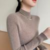 New Women's Slim Fit Cashmere Knit Half-High Neck Sweater for Autumn and Winter