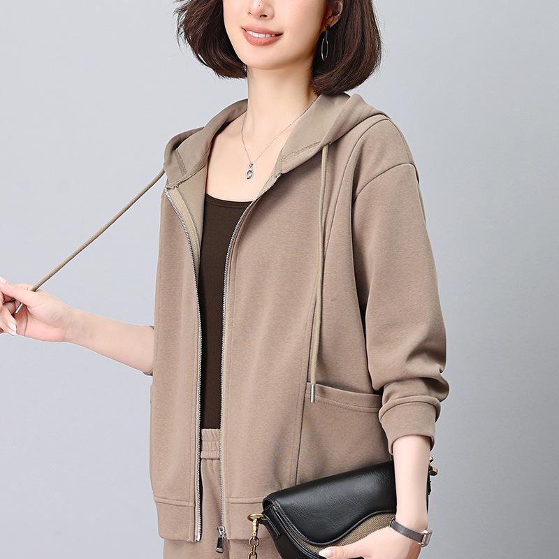 2024 Spring & Autumn Women's Fashion Cardigan Hoodie - Trendy, Youth-Enhancing, Casual Jacket for Middle-Aged Mothers