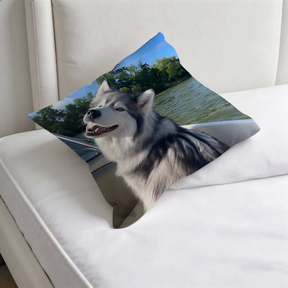Husky PPuppy Dog Decorative Square Pillow Cover Modern Cushion Case for Living Room Bedroom