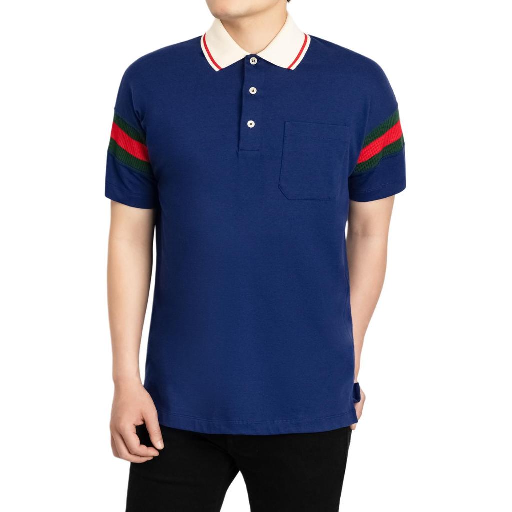 GUCCI Polo Shirts Men's Blue Polo Collar Moderate 713997-XJETR-4030