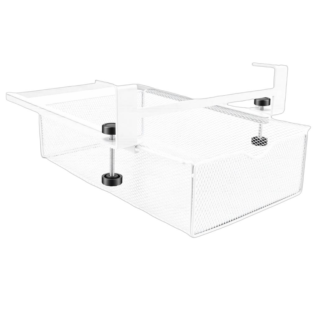 Under Desk Drawer Slide Out No Drill Metal Under Table Storage Shelf Tray Basket Organizer for Home Workplace Cabinet