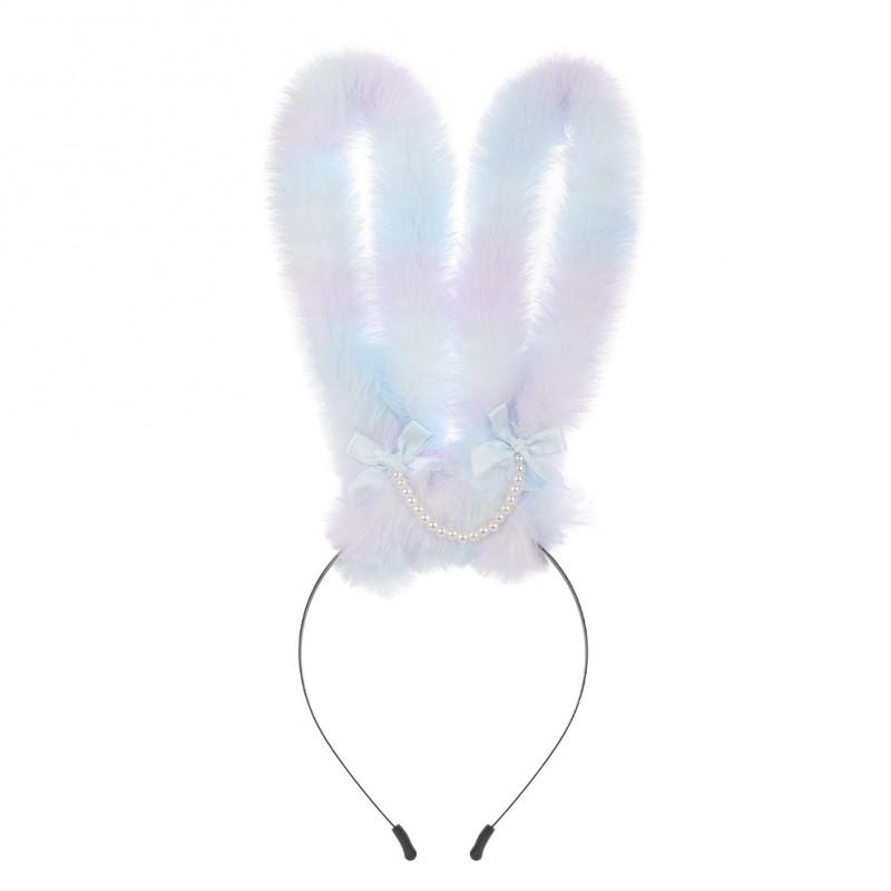 Handmade Plush Gradient Bunny Ears Headband Cosplay Accessory Women Men Costume Party Festival