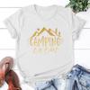 Funny Camping Crew Print T-Shirt Summer Camper T Shirt Women Men Short Sleeve Loose Shirts