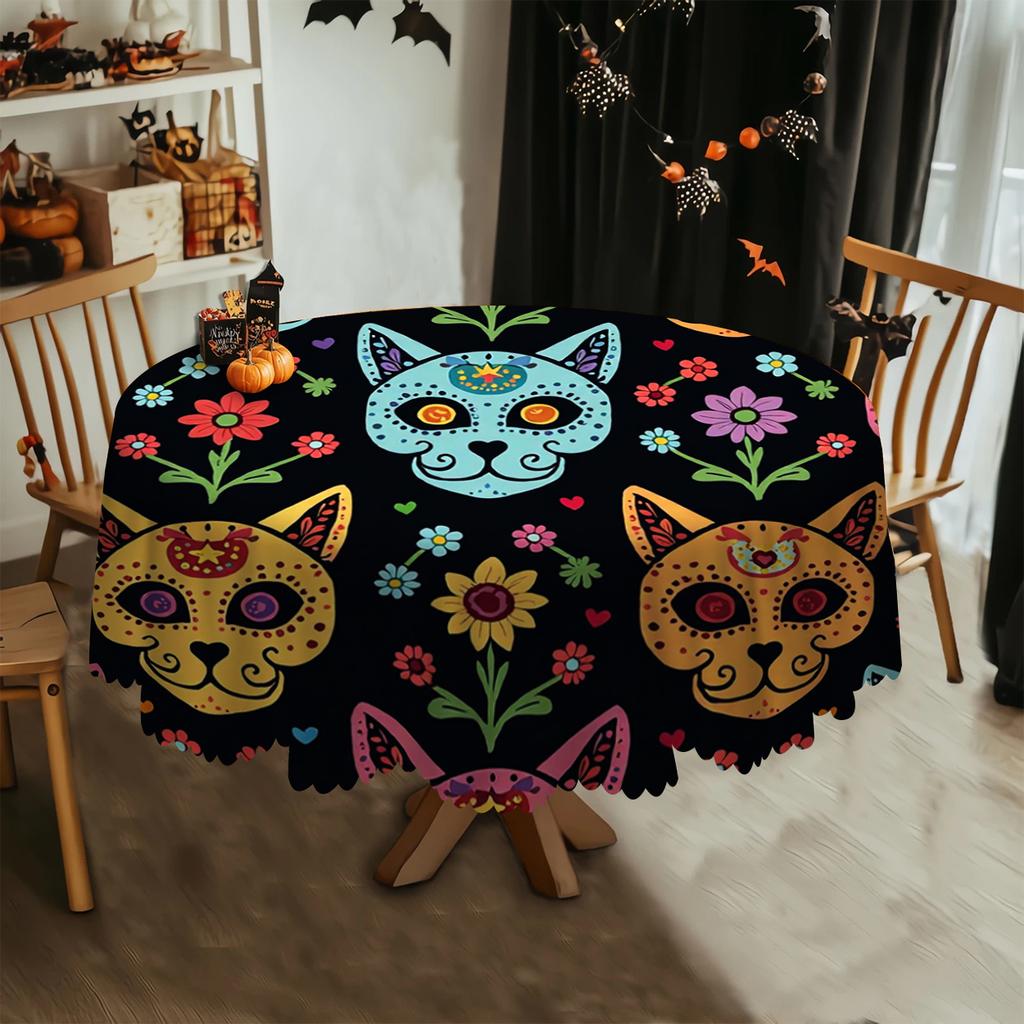1-piece, polyester material, Day of the Dead design with Mexican cat patternzyc