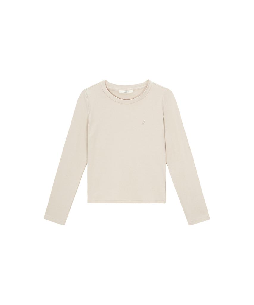 LEI AVERY Basic Cotton Long Sleeve Slim Fit T-Shirt (Beige)