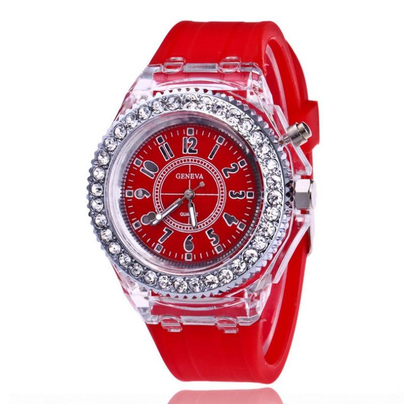 New colorful lights personalized rhinestone led Harajuku fashion trend male and female students couple quartz watch