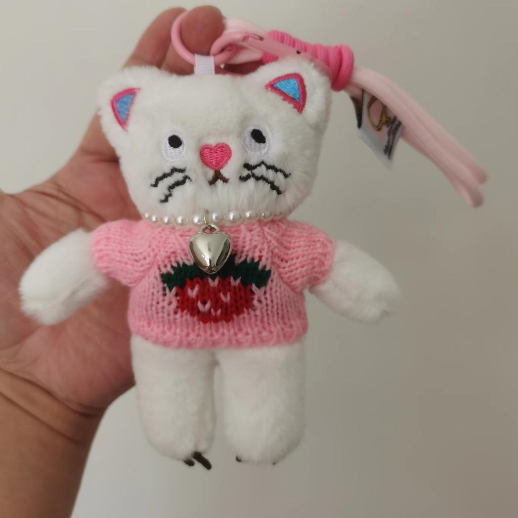 15cm Kawaii Rosa Katze Plüsch Schlüsselanhänger Niedlicher Katzen Plüsch Anhänger Weicher Tier Schlüsselanhänger Auto Schlüssel Schnalle Zubehör Mädchen Frauen Tasche Aufhängung
