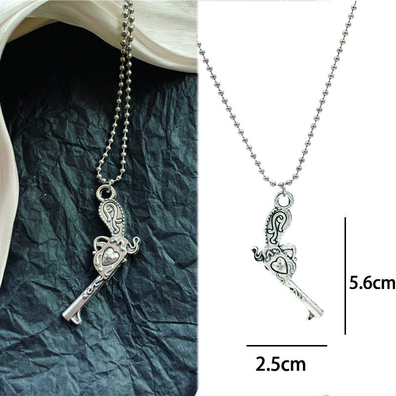 Vintage Design Gun Revolver Pendant Necklace Fashion Retro Geometric Charms Choker Jewelry Party Gift For Women Men