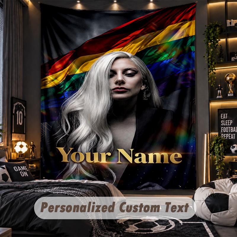 Personalisierte Wandtapisserie, Lady Gaga Individuell Bedruckter Name, Stoff-Wandkunst für Innenraum-Hintergrund
