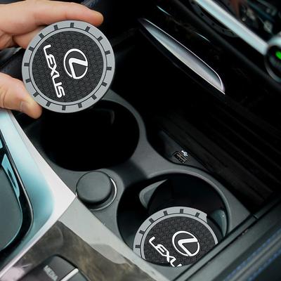 2PC Car Coaster Water Cup Slots Non-Slip Pad Drink Mat For ES300 RX330 RX300 GS300 IS250 IS200 CT200h IS300 NX RX LX GX GS
