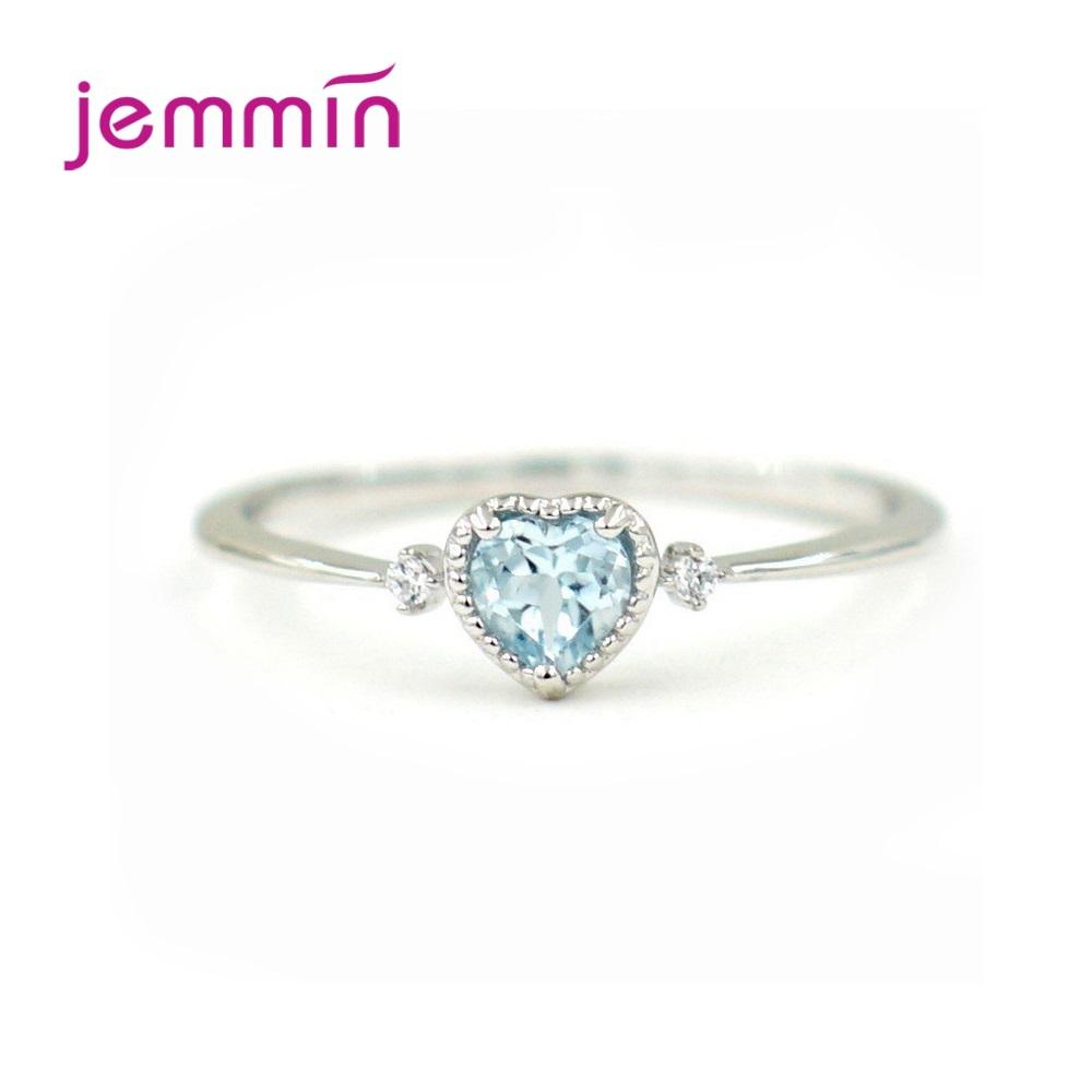 

Authentic 100% 925 Silver Ring Light Blue Love Heart Romantic Finger Ring for Women Wedding Gift For Mother/Wife 6