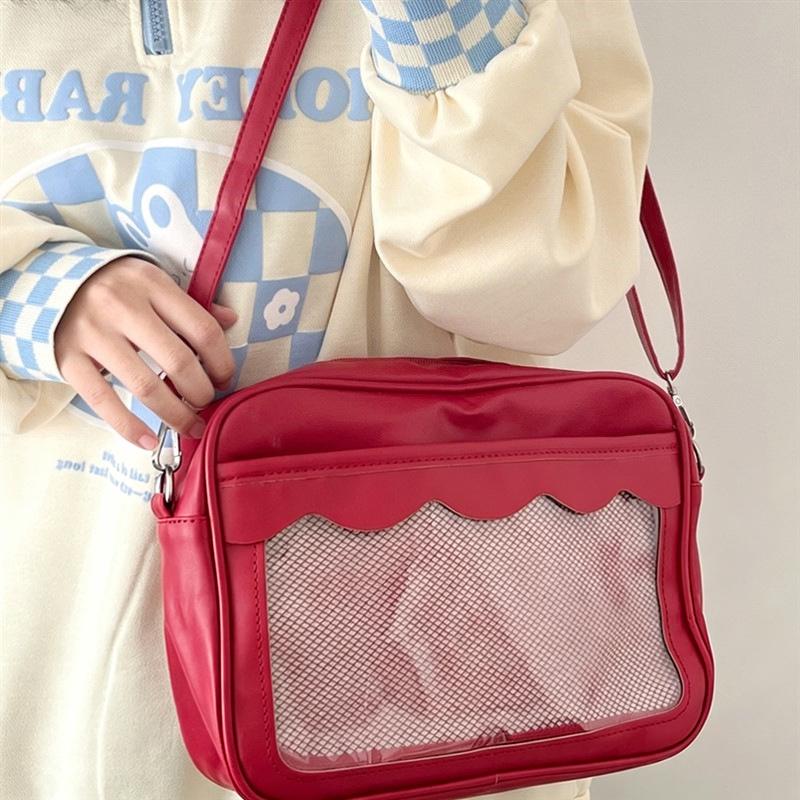 1Pcs High School Girls Uniform Jk Crossbody Shoulder Bag Handbags Japanese Harajuku Ita Bag For Women Pu Transparent Itabag