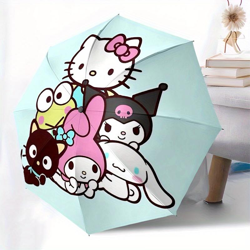 Hello Kitty, Sanrio Automatic Open/Close Umbrella-Cute Umbrella with Cute Design, Portable 3-Fold Compact Umbrella for Men & Women, Hallowee