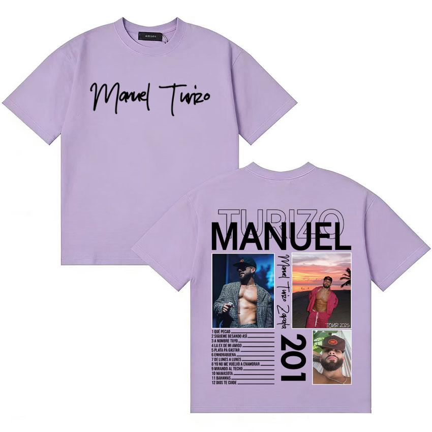 Singer Unisexuel Turizo 201 Music Summer Y2K T Shirt Unisexs Women Double Sided Print Short Sleeve Tshirts Cotton Cozy Tshrits Unisex