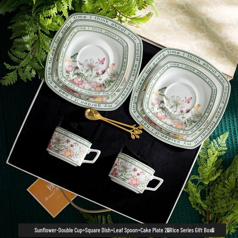 Peach Gardenia Ceramic Coffee Cup and Saucer Set