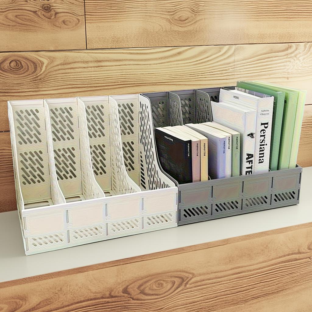 Splicable Plastic Desktop File Rack Vertical A4 Document Holder Multi-grid Magazine Organizer Office Stationery Storage
