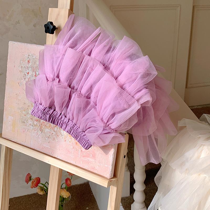 2025 Spring/Summer Korean Layered Cake Mesh Skirt for Girls – Sweet and Fashionable Princess Dress