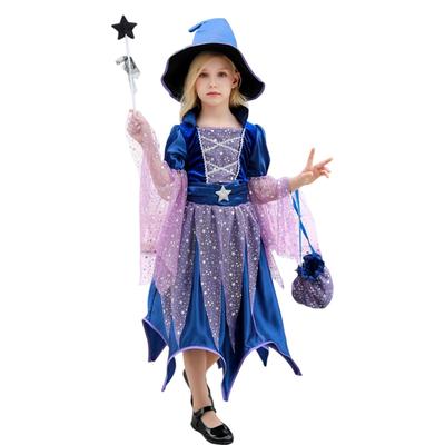 [Formemory] Witch Halloween Cosplay Dress 4-Piece Set Princess Dress Disguise Hat Bag Included Cute Wizard Costume Stage Outfit Girls Princess