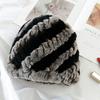 Knitted Hat Winter Rex Rabbit Knitted Middle-aged and Elderly Warm Thick Fur Fashion New Mother Ear Protection Pineapple Hat