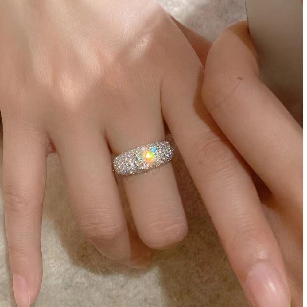 Zigeuner Voller Diamant Dichter Diamantring Damen Leichter Luxus Nischen Design Fortgeschrittener Sinn 925 Sterling Silber Dick Platiniert Ring
