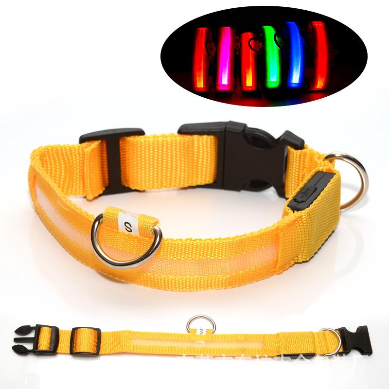 Dog Collar Nylon LED Night Safety Flashing Glow In The Dark Pet Dog Leash Pet Dogs Luminous Fluorescent Dog Accessories Collar
