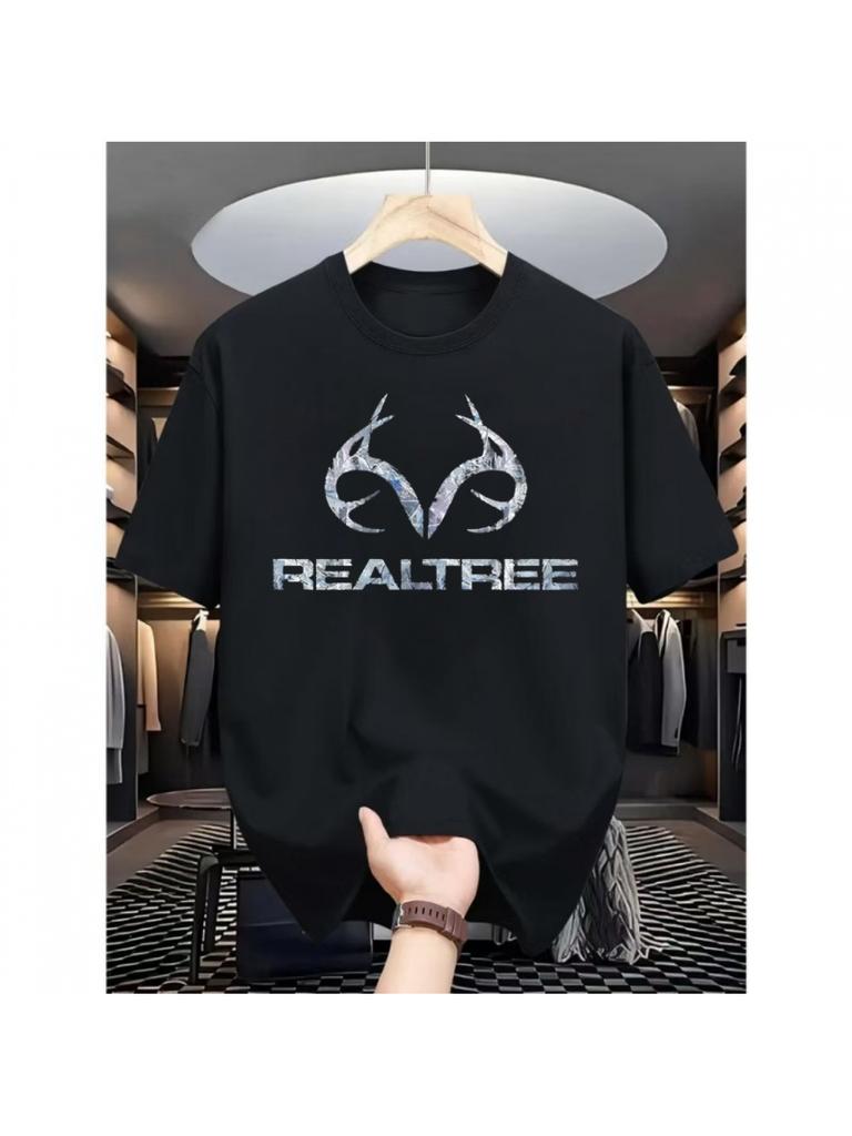 Maglietta Caccia al Cervo Logo Corna Camouflage Cacciatore 100% Cotone Girocollo Manica Corta Estiva Casual Unisex Maglietta Streetwear